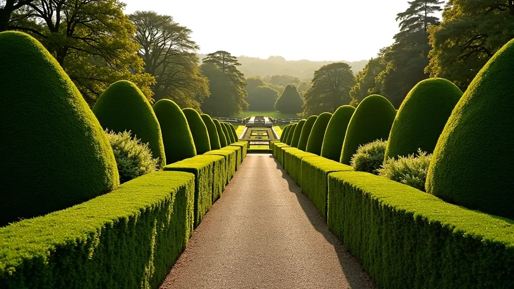Historic Irish walled garden with manicured landscaping and peaceful pathways